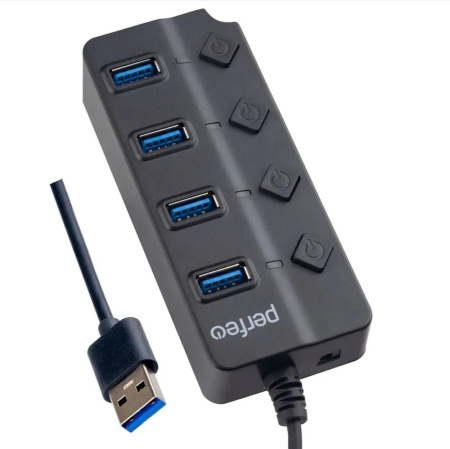 USB_Хаб 4xUSB_3.0 Perfeo (PF-H032) черный