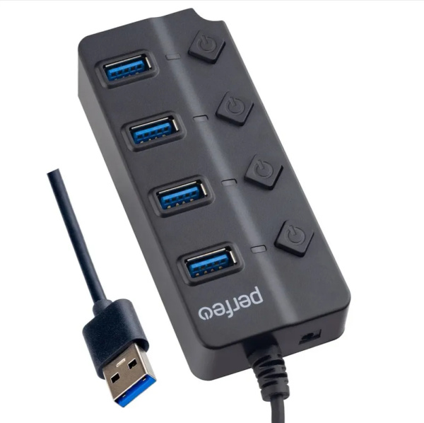 USB_Хаб 4xUSB_3.0 Perfeo (PF-H032) черный