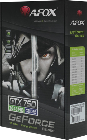 Видеокарта Afox PCI-E 3.0 AF750-2048D5H6-V3 NVIDIA GeForce GTX 750 2Gb 128bit GDDR5 1020/5000 DVIx1 HDMIx1 CRTx1 HDCP oem