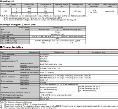 Реле электромагнитное DC  5в, 10а, SPDT, 22.5*16.5*19мм, Omron G5LE-1 5VDC
