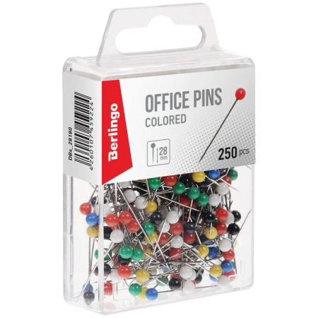 Булавки офисные 28мм. BERLINGO 250шт. (DBs_28180)