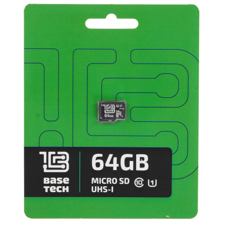 Карта памяти MicroSDXC 64Gb BaseTech Class10, UHS-I U1 [BTMSD064GU1](без адаптера)