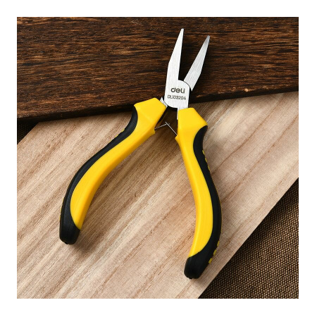 Плоскогубцы 125мм, Deli DL103204, ровные поверхности губок, двухкомпонентная рукоять