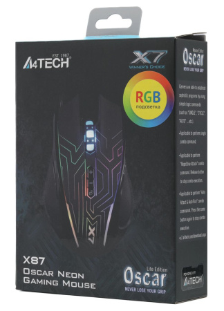 Игровая мышь USB A4Tech X87 Maze оптическая, 8кн, 2400dpi, Black