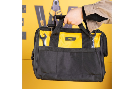Сумка-саквояж для инструментов Deli DL-P2   350 x 280 x 290мм, 14 карманов, плечевой ремень, ткань Оксфорд 600D