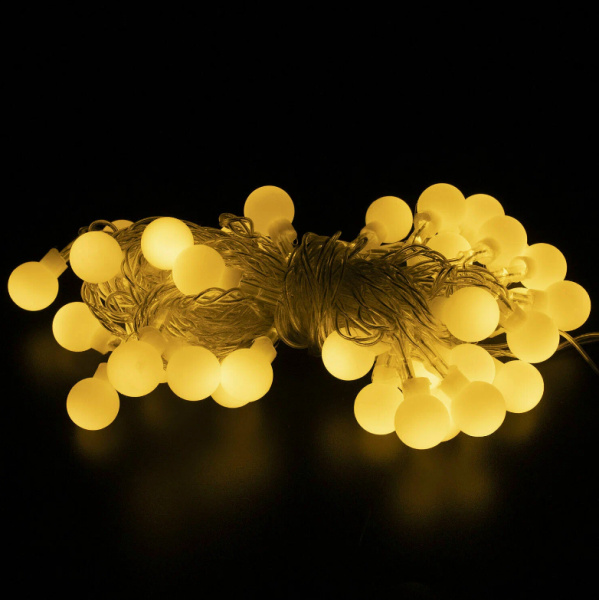 Электрогирлянда комнатная "Шарики" 5м 40LED, тепл.белый, 220V контроллер ЗОЛОТАЯ СКАЗКА, 591348