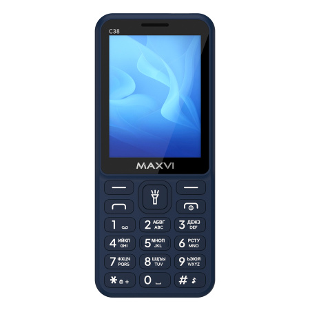 Сотовый Maxvi C38 Blue 2sim/2.8"/240*320/microSD/0.5МП/Bt/1800мАч/моноблок