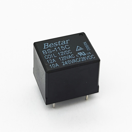 Реле электромагнитное DC 12в, 10а, SPDT, 19*15.5*15.2мм, Bestar BS-115C-12A-12VDC