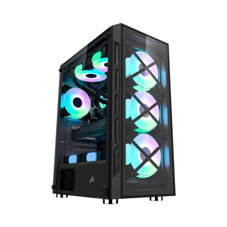 Корпус ATX Б_БП 1STPLAYER FIREBASE XP-G (USB, Audio,TG,4x120mm LED,черный)[XP-G-BK-4F1]
