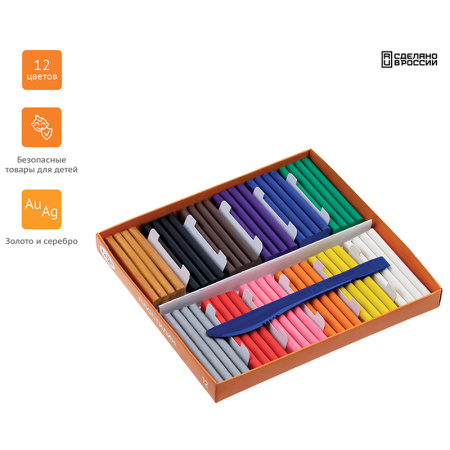 Пластилин 12цв. ГАММА "Оранжевое солнце" 172г. со стеком (130520206)