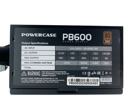 Блок питания 600Вт Powercase PB600 (APFC,120мм,2PCI,6SATA,80+Bronze)[PS-600B-DC]