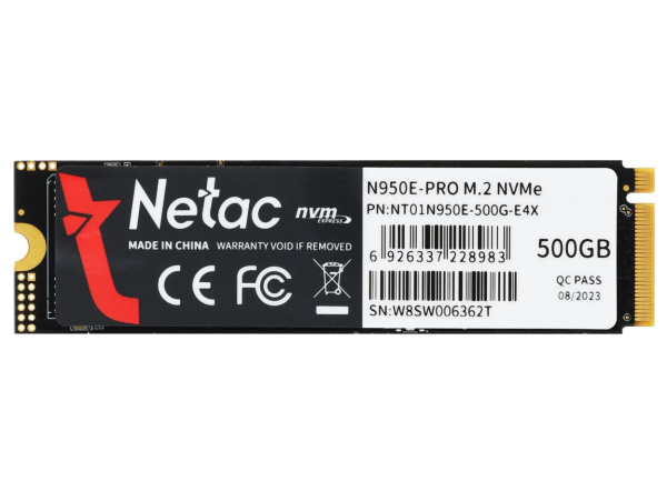 SSD-накопитель M.2 500Гб Netac N950E Pro [NT01N950E-500G-E4X](3D TLC,NVMe,3500/2200 Мб/с)