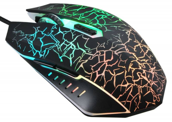 Игровая мышь USB Oklick 905G Invasion оптическая, 3200dpi, 5кн., подсветка, кабель 1.5м, Black