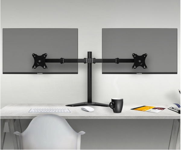 Кронштейн для двух мониторов ExeGate EDM2-3210-11D 15"-32" VESA 75x75, 100x100, макс. нагрузка на один кронштейн 10 кг, наклон -90°/+90°, поворот -90°