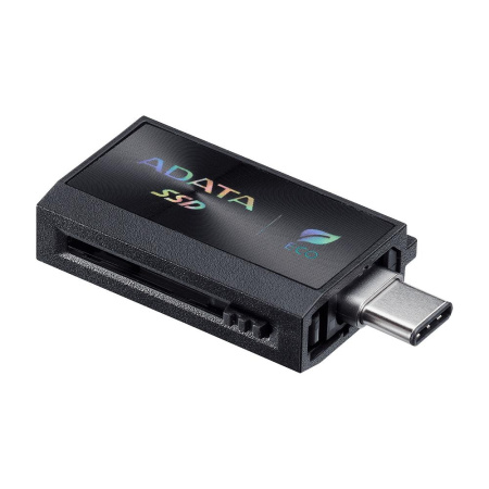 Твердотельный накопитель/ ADATA External SSD SC730, 1000GB, Type-C, Type-A, USB 3.2 Gen2, R/W 600/600 MB/s, 36.8x23.8x9.7mm, Black (5 лет)