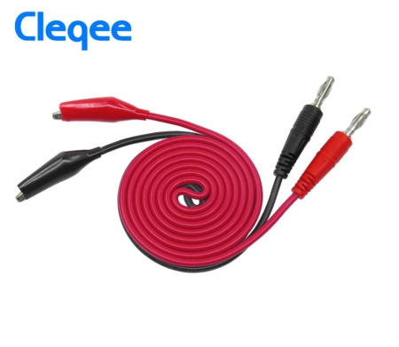 Тестовые провода Cleqee P1038, banana-крокодил, 500в, 5а, черный+красный
