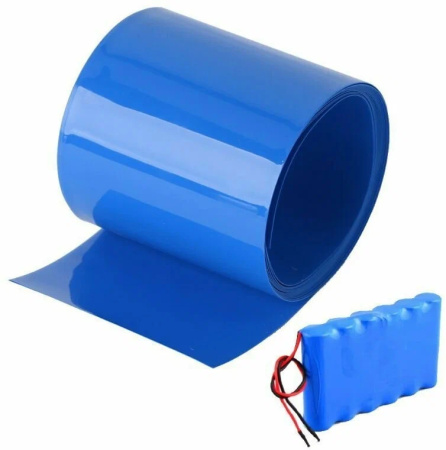 Трубка термоусадочная ПВХ C/2= 45мм, 2:1, s=0.1мм, отрезок 1метр, синяя, для аккумуляторных сборок