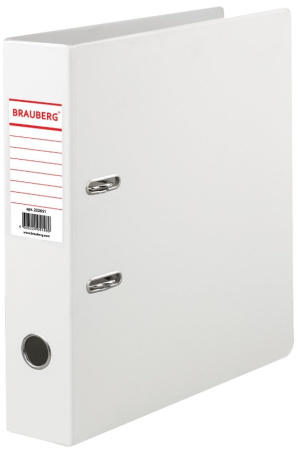 Папка-регистратор 70мм. BRAUBERG ПВХ, белая (222651)