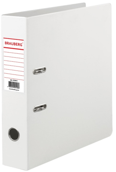 Папка-регистратор 70мм. BRAUBERG ПВХ, белая (222651)