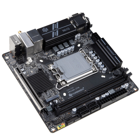 Мат.плата S1700 H610 HUANANZHI H610M-ITX (Mini-ITX,2DDR4,M.2,PCI-E16 5.0,4SATA3,VGA,HDMI,DP,PC3200,радиатор VRM,M.2 для WiFi)