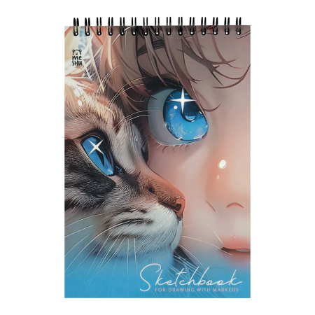 Скетчбук 50л., А5, MESHU "Сute girl", для маркеров, на гребне, (MS_64036)