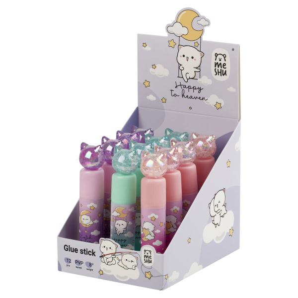 Клей-карандаш MESHU "Crystal Kitten" 8гр. ассорти (MS_65160)