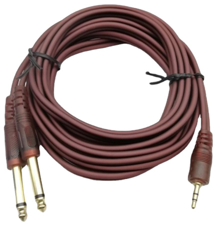 Кабель(шнур) соединительный 3.5jack(m) стерео-2*6.3jack(m), 3м