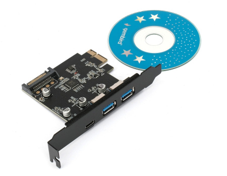 Контроллер USB 3.1 Gembird SPCR-03 в разъем PCI-e, 2xUSB-A + 1xType-C