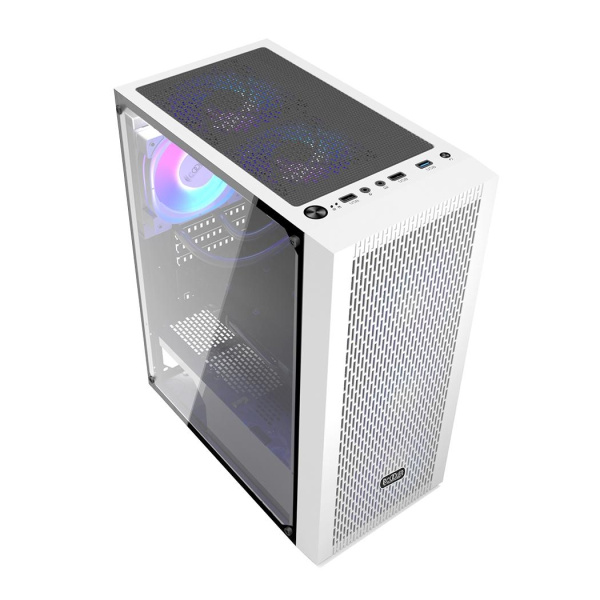 Корпус без блока питания/ Case PCCooler MA100 MESH WH, Midi-Tower, TG, Mesh, 3x120mm ARGB, 1xUSB-A 3.0 + 2xUSB-A 2.0, ATX, mATX, mITX White