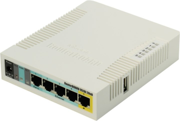 Маршрутизатор MikroTik RB951Ui-2HnD 802.11n 300_Mbps 5xLAN 1xUSB