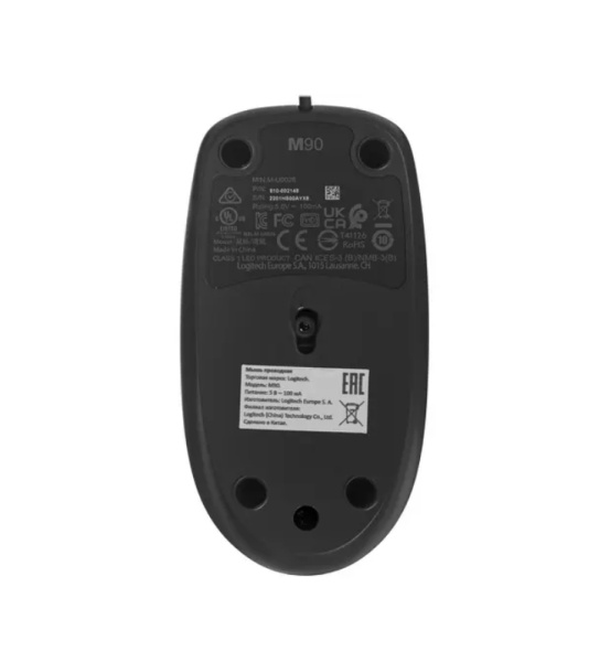 Мышь USB Logitech M90 (910-001795/910-001970) оптическая, 1000dpi, кабель 1.8м, Black