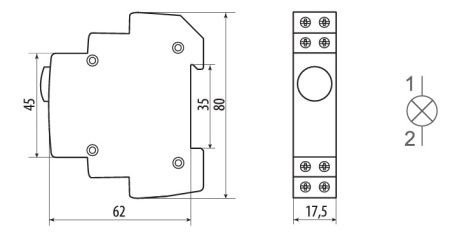 Лампа индикаторная на DIN-рейку ЛС-47, 230в, красный, LED