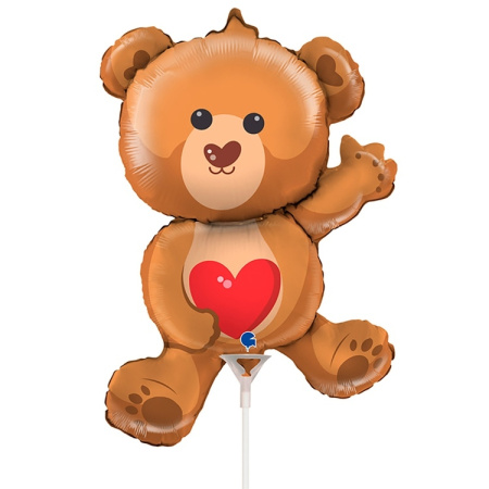 Шар воздушный "Мишка с сердем" 35 см. фольгир., (1206-1524)