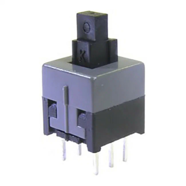 Кнопка OFF-(ON), DPDT, 8.5*8.5*14мм, 6 конт, на плату, PB22E09