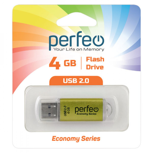 Флеш-накопитель USB2.0 4Gb Perfeo E01 (PF-E01Gl004ES) Золотой