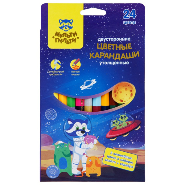 Карандаши 24цв. Мульти-Пульти "Енот в космосе" CP_33722