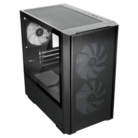 Корпус mATX Б_БП XASTRA  A400M 3ARGB-C6 Black (USB3.0,Audio,черный,Mesh,TG,2х140мм+1х120мм FC ARGB PWM fans/ARGB+PWM HUB 6port,CPU Cooler до 175мм, VG