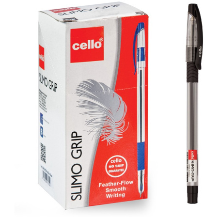 Ручка шариковая Cello "Slimo Grip" черная, грип, 0,7мм, 2669