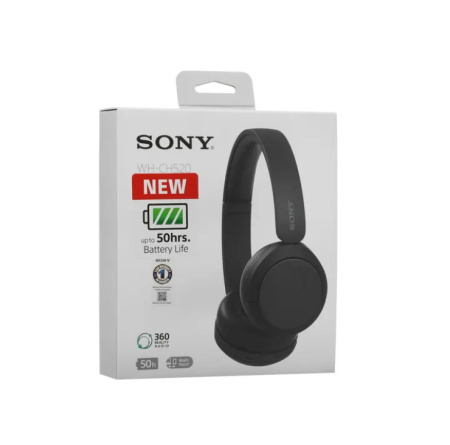 Гарнитура Bluetooth SONY WH-CH520 накладные, Bt4.2, 32Ом, 91дБ, до 10м, USB Type C, черный