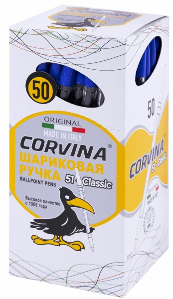 Ручка шариковая Cоrvina "51 Classic" синяя 1мм (40163/02)