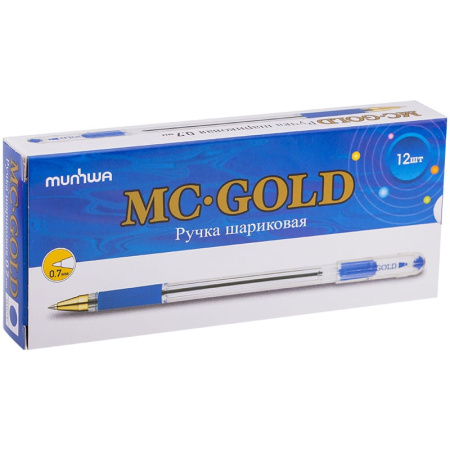 Ручка шариковая MunHwa MC-GOLD 0,7мм., масляная, синяя (BMC07-02)