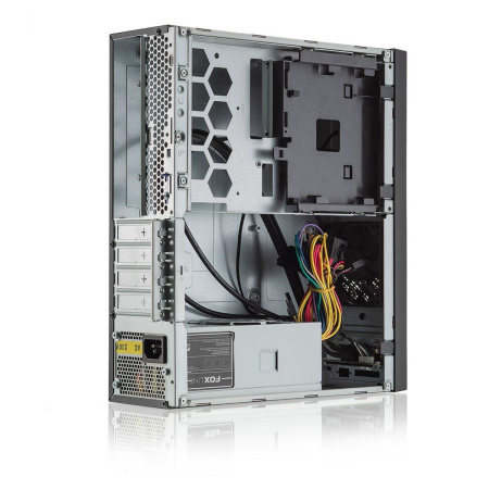 Корпус для ПК FoxLine FL-1001-TFX300S-U32C mATX case, black w/PSU TFX 300W, w/2xUSB2.0+2xUSB3.0+1xType-C (USB2.0),w/1xcombo audio, w/pwr cord, w/ 8cm FAN