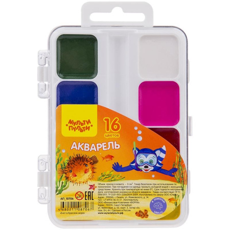 Акварель 16цв. Мульти-Пульти "Енот в Красном море" без кисти АП_10706