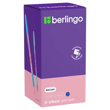 Ручка шариковая BERLINGO "Tribase grip haze" 0,7мм., синяя (CBp_70966)