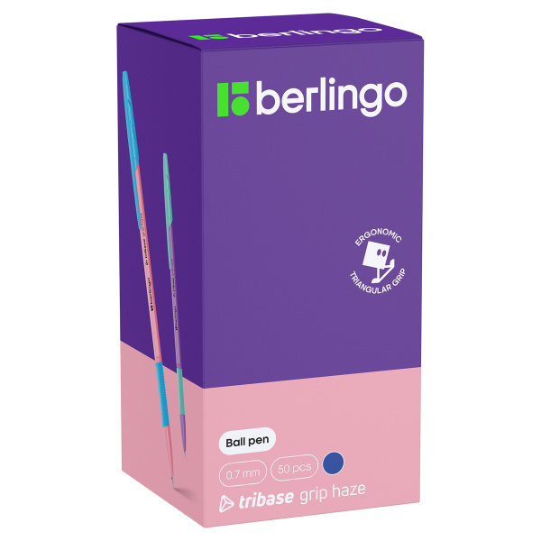 Ручка шариковая BERLINGO "Tribase grip haze" 0,7мм., синяя (CBp_70966)