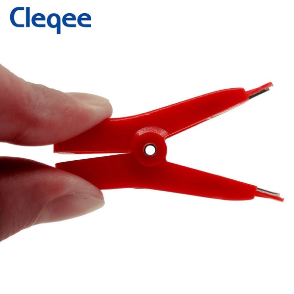 Зажимы крокодил Кельвина 51мм, 10а, пара красный+черный, Cleqee P2005