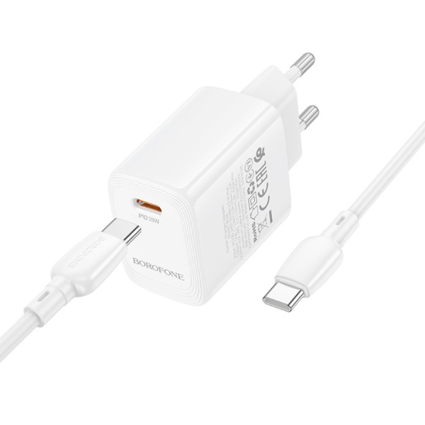 Зарядное_устройство - TypeC 20W/3A BOROFONE BN26 PD + кабель Type-C-Type-C белый