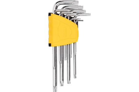 Набор шестигранных ключей "TORX" сверхдлинных Deli DL3091 9шт  Т10,Т15,Т20,Т25,Т27,Т30,Т40,Т45,Т50, пластиковый держатель