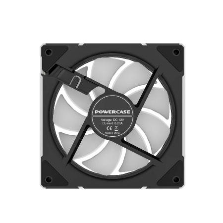 Кулер в корпус 120х120х25 Powercase (M61-12 ARGB) Black (600-1500prm/4pin PWM (M+F)+ 3pin ARGB (M+F)/51.07 CFM/32.3дБ/подшипник гидравлический/ARGB)