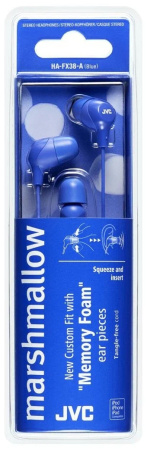 Наушники JVC HA-FX38 вставные, кабель 1м, Blue